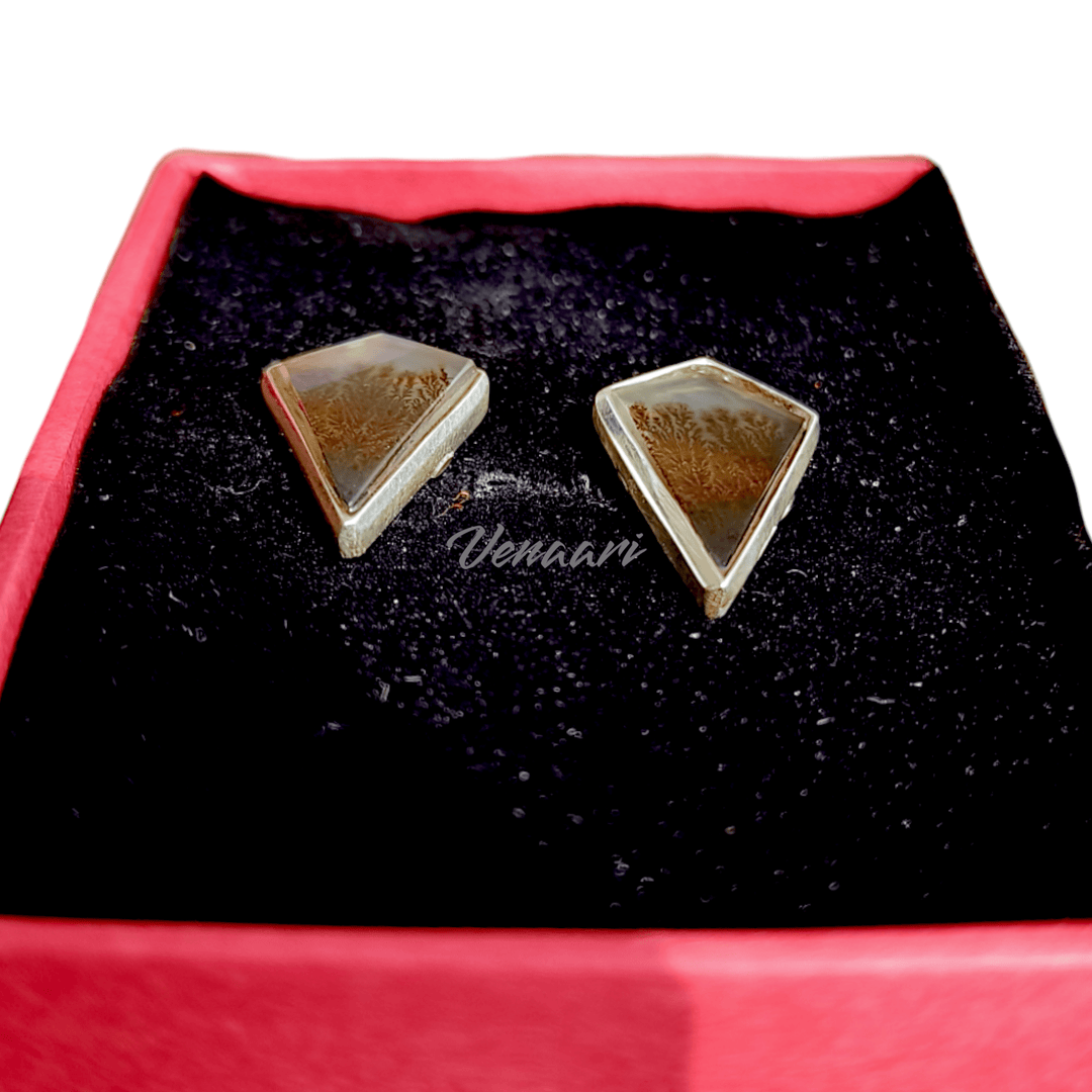 Natural Shazar Stone Unique Indra Stud Earrings - Suspire
