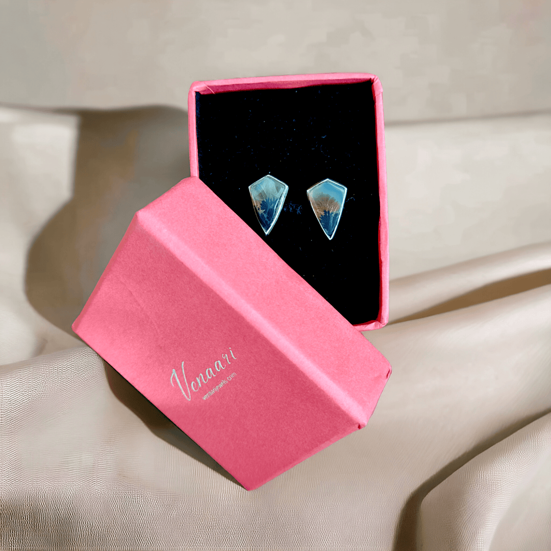 Natural Shazar Stone Unique Veda Pushp Stud Earrings - Suspire