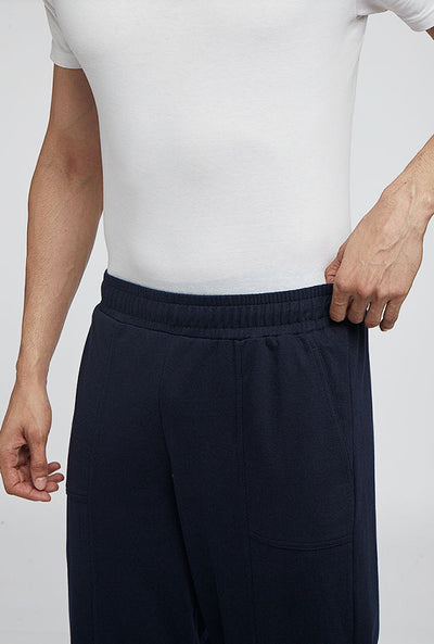 Black 100% cotton loop knit comfy jogger men