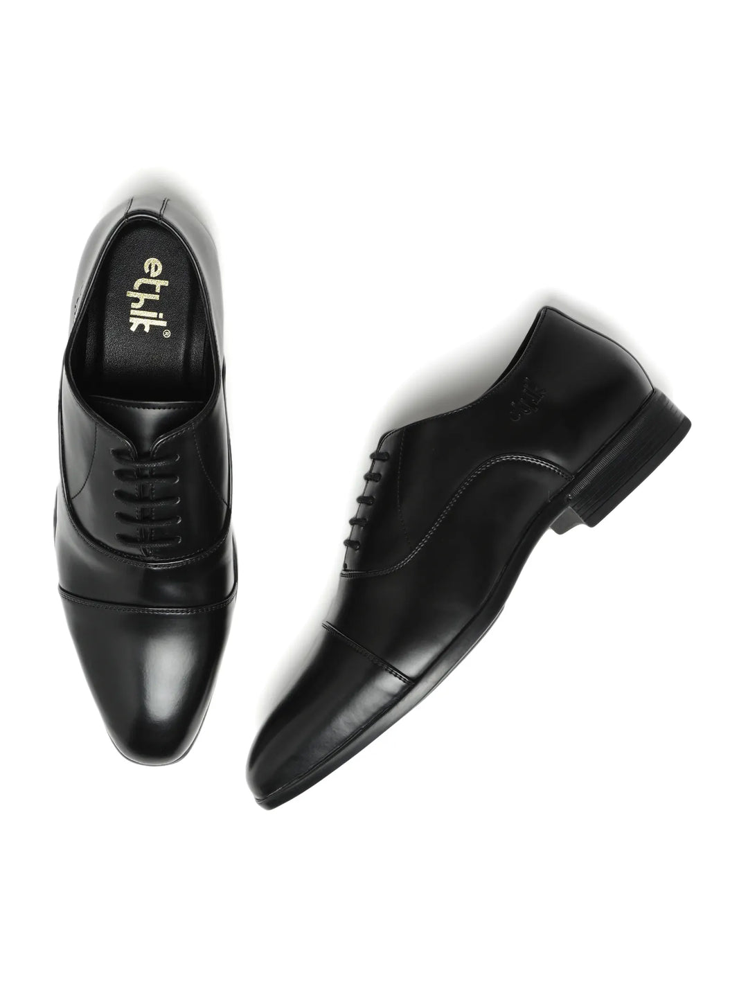 Suit Up Black Cap-Toe Oxford Shoes