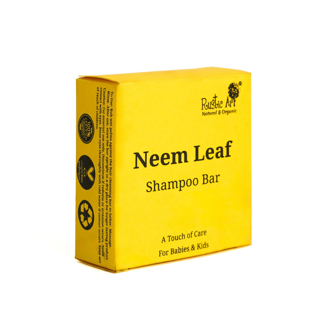 Rustic Art Organic Tustic Art Neem Leaf Shampoo Bar for Babies & Kids (75g)