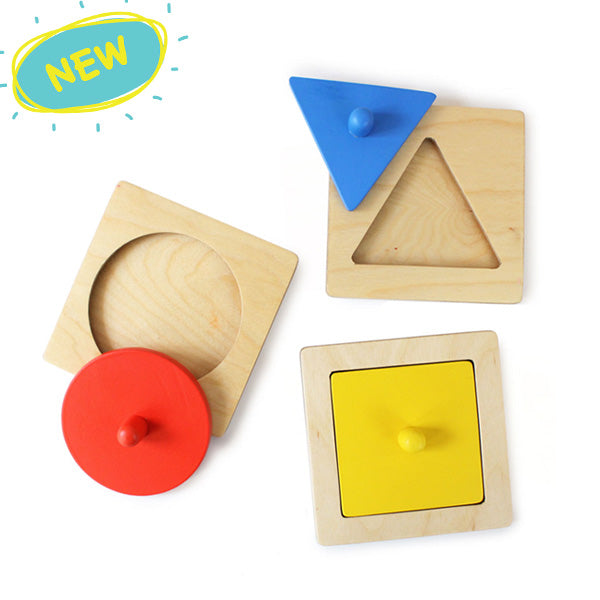 Shumee Montessori Wooden Shapes Peg Puzzle - Set of 3