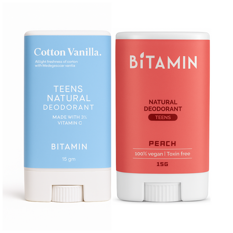 Bitamin Peach+Cotton Vanilla Natural Deodorant ( Pack of 2 ) | 15g Each.