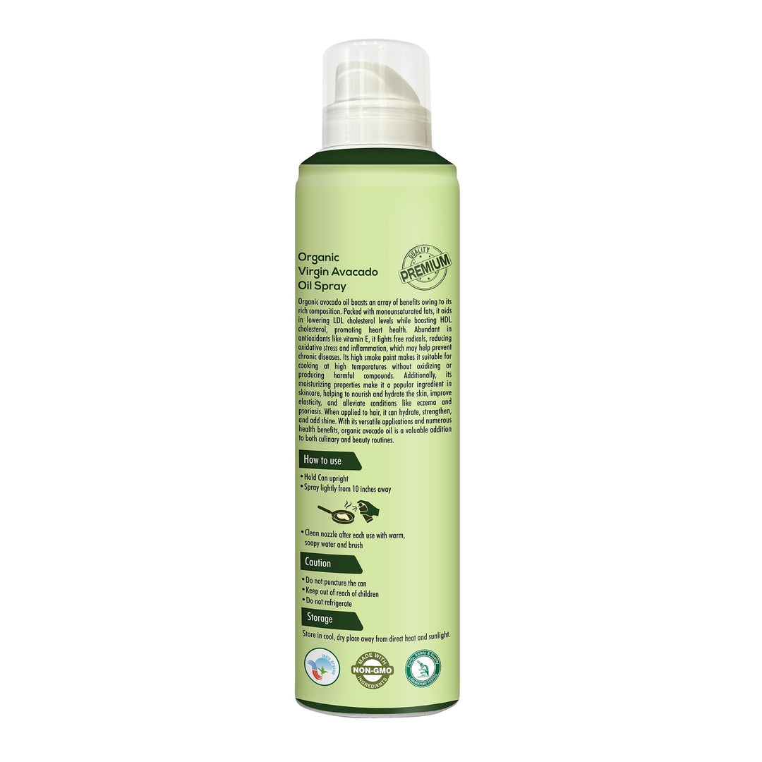 Avocado Oil Cooking Spray - 200ml | 100% Organic, Extra Virgin, Cold Pressed & Natural | 10X Less Oil for Healthy Cooking | Ideal for Salad Dressing, Sautéing, Baking, Frying | Good for Skin