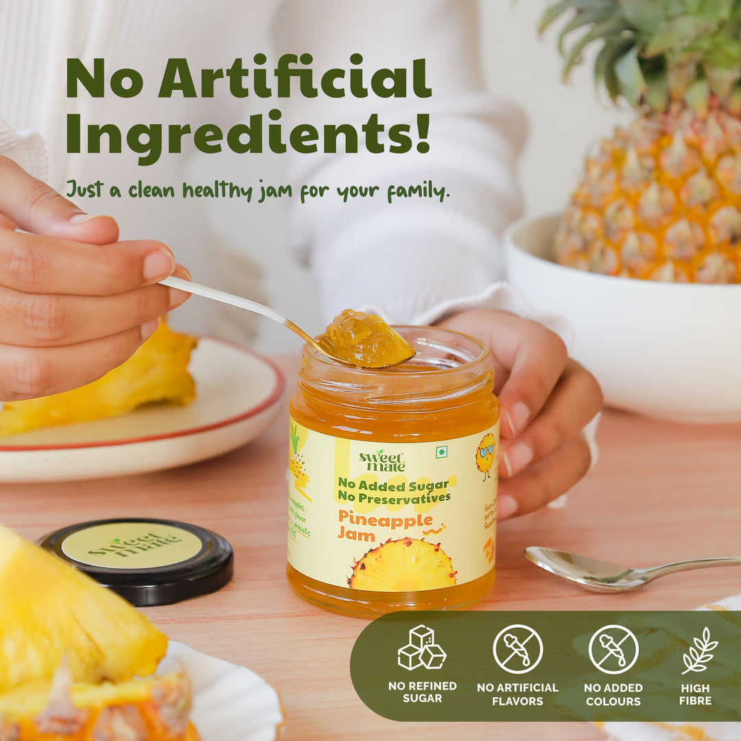 Sweetmate No Added Sugar Pineapple (220g) | With Real fruit | Diabetic and keto Friendly