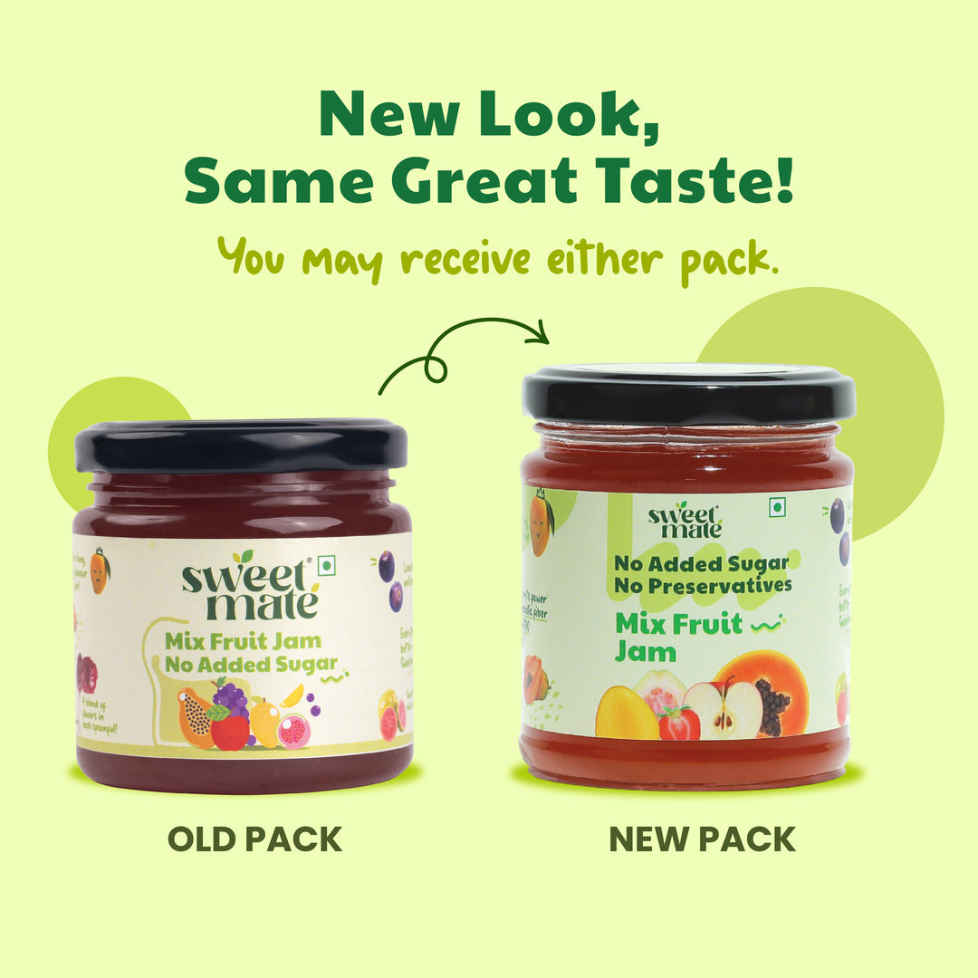 Sweetmate No Added Sugar Mix Fruit Jam (220g) | With Real Fruits | Diabetic and keto Friendly