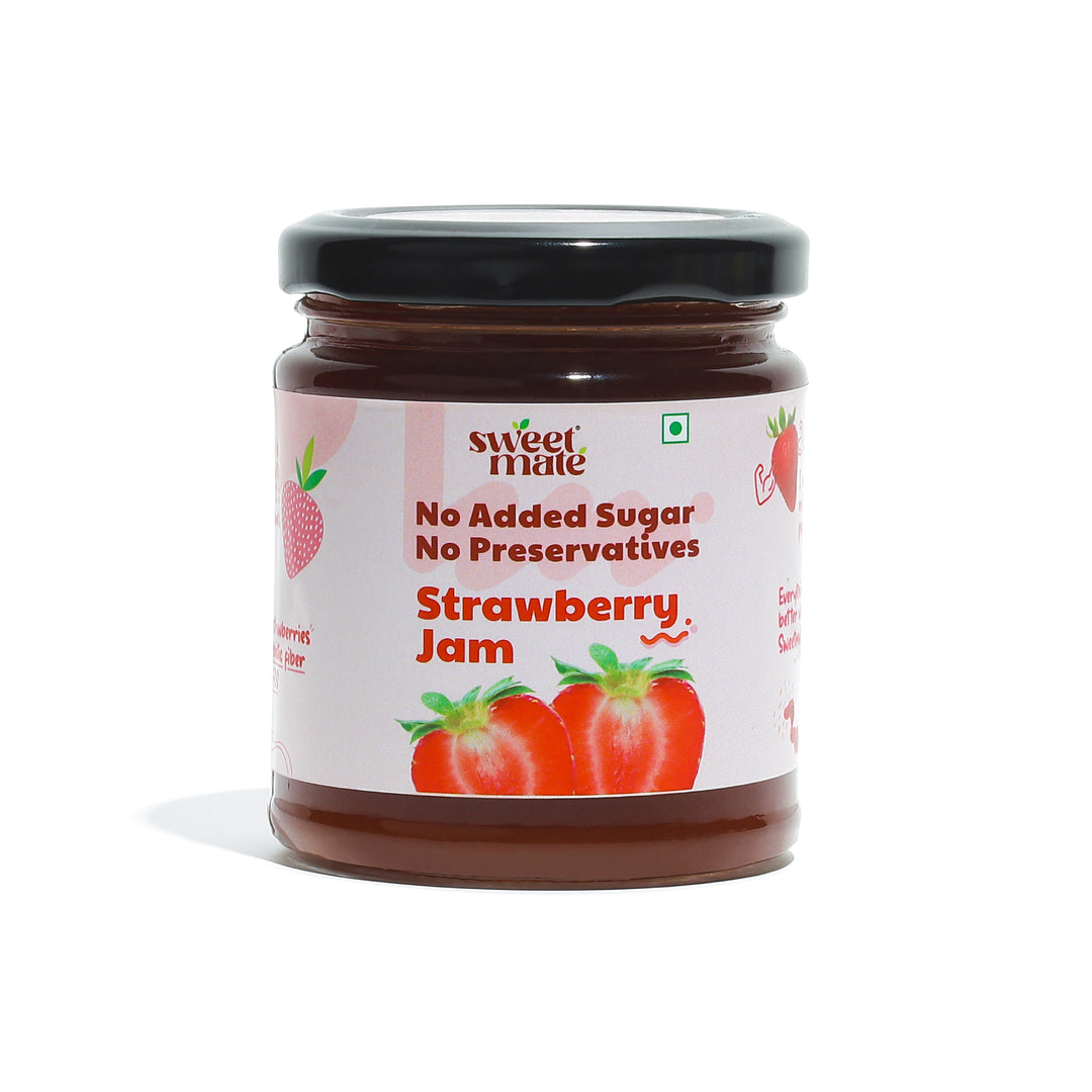 Sweetmate No Added Sugar Strawberry Jam - (220g) | With Real Fruits | Diabetic and keto Friendly