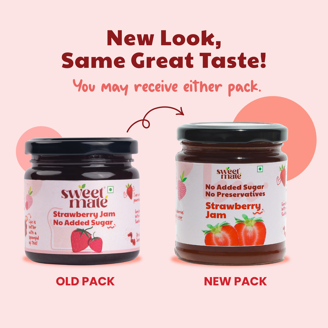 Sweetmate No Added Sugar Strawberry Jam - (220g) | With Real Fruits | Diabetic and keto Friendly