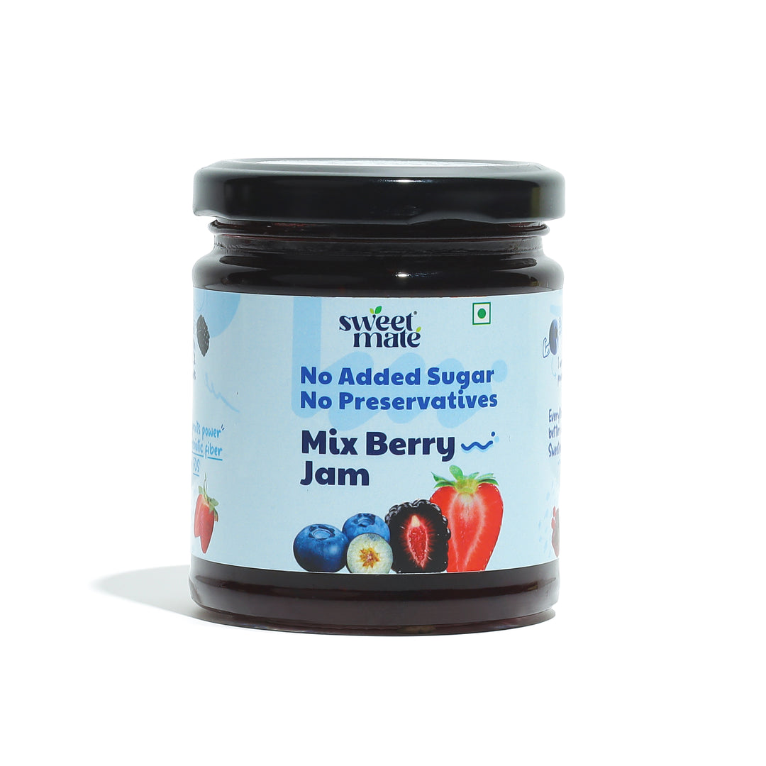 Sweetmate No Added Sugar Mix Berry Jam - (220g) | With Real Fruits | Diabetic and Keto Friendly