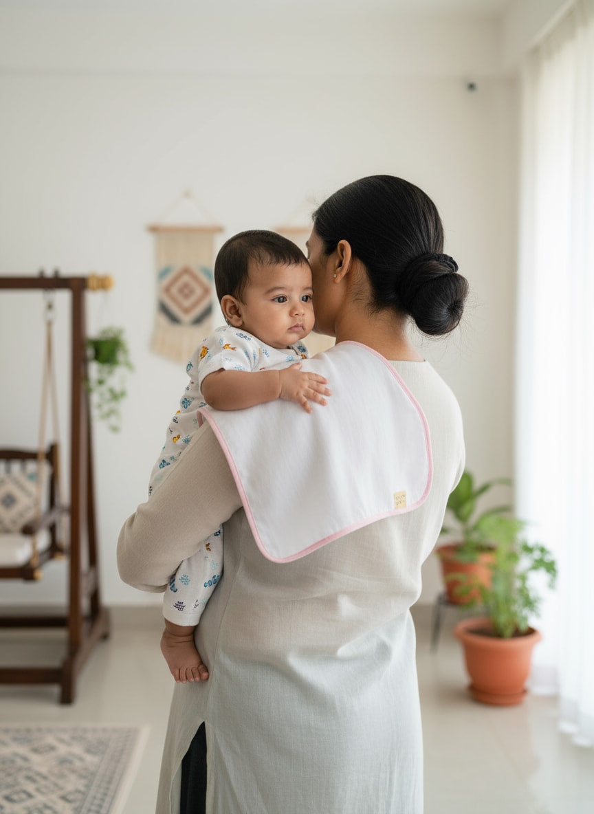 Little Sudhams Organic Cotton Muslin Baby Burp Pad (Pack of 5)