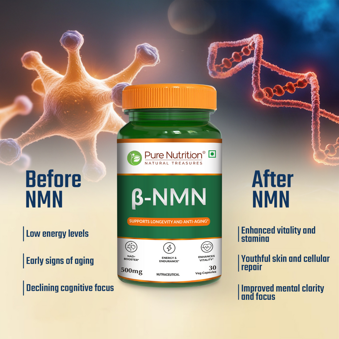 Pure Nutrition β-NMN 500mg – Supports Cellular Energy & Vitality | Veg Capsules