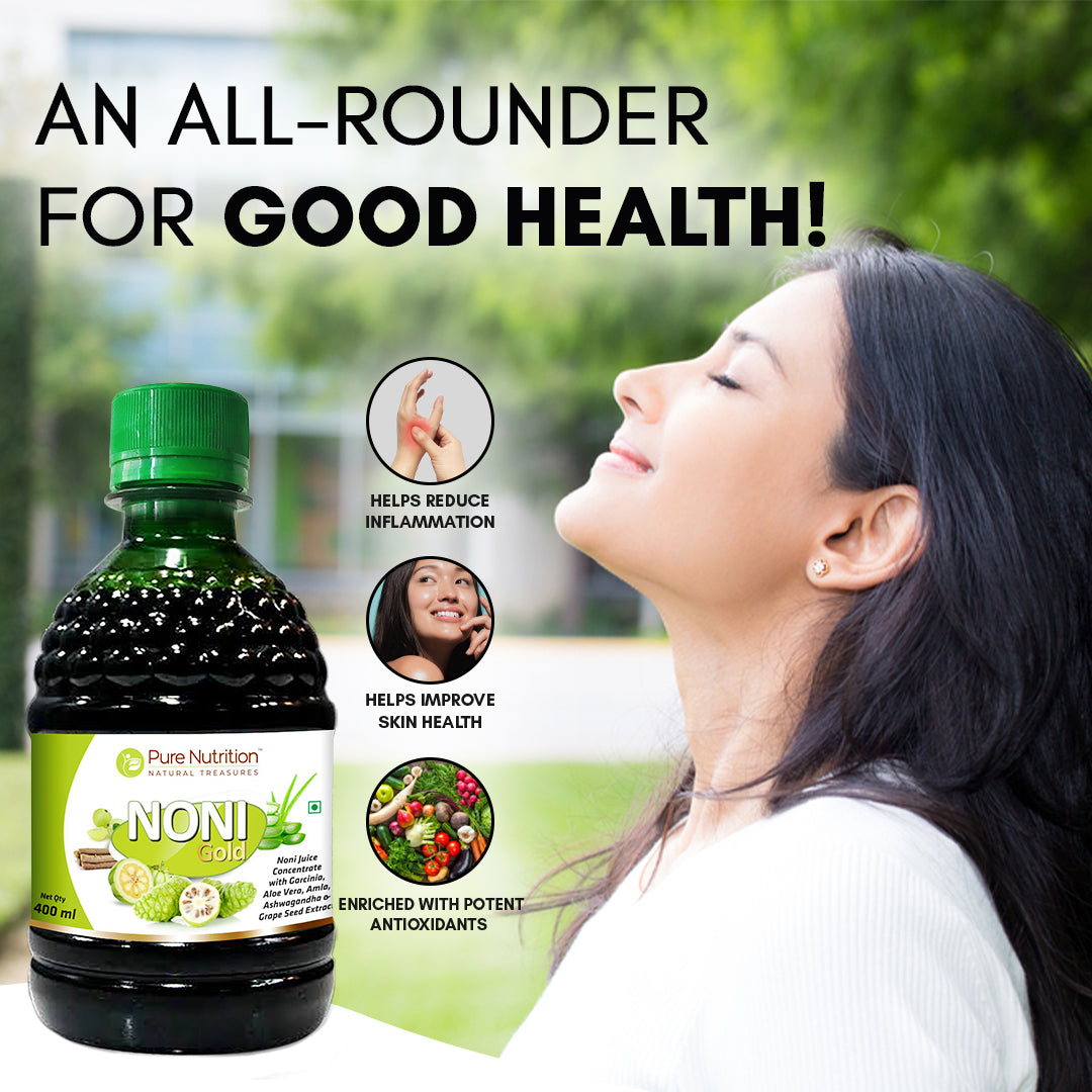 Noni Gold Juice Herbal Blend with Garcinia, Aloe Vera & Wellness Herbs | 400ml | 1000ML