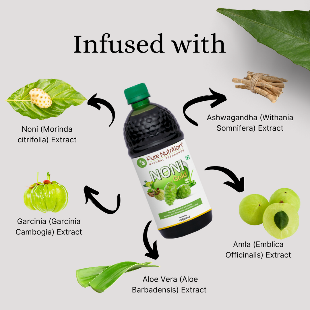 Noni Gold Juice Herbal Blend with Garcinia, Aloe Vera & Wellness Herbs | 400ml | 1000ML