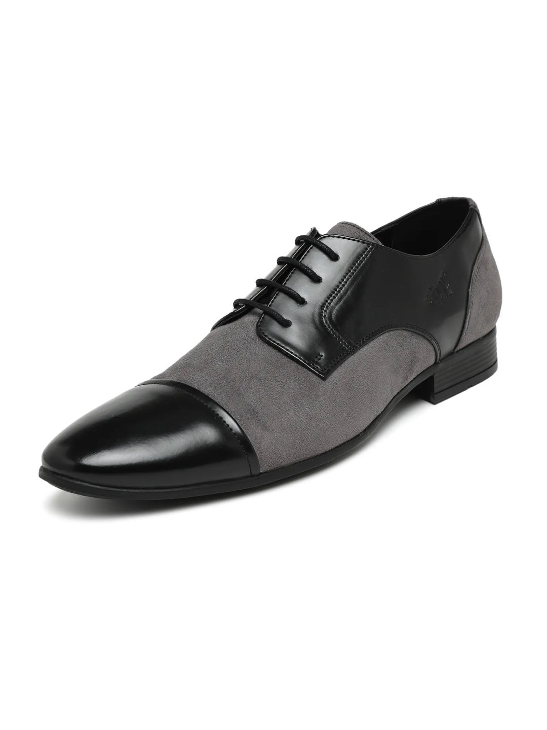 Cap-Toe Black & Grey Derby Shoes