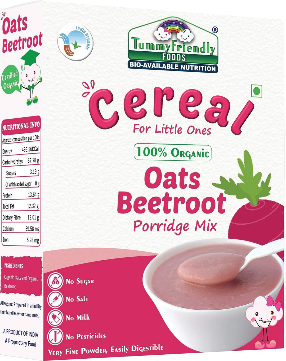 TummyFriendly Foods Organic Oats Beetroot Porridge Mix | For Kids and Adults