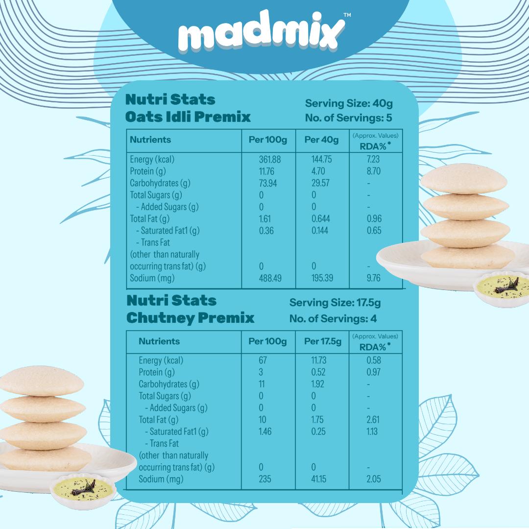 Madmix Oats Idli Premix | Instant Breakfast Mix | 270 g