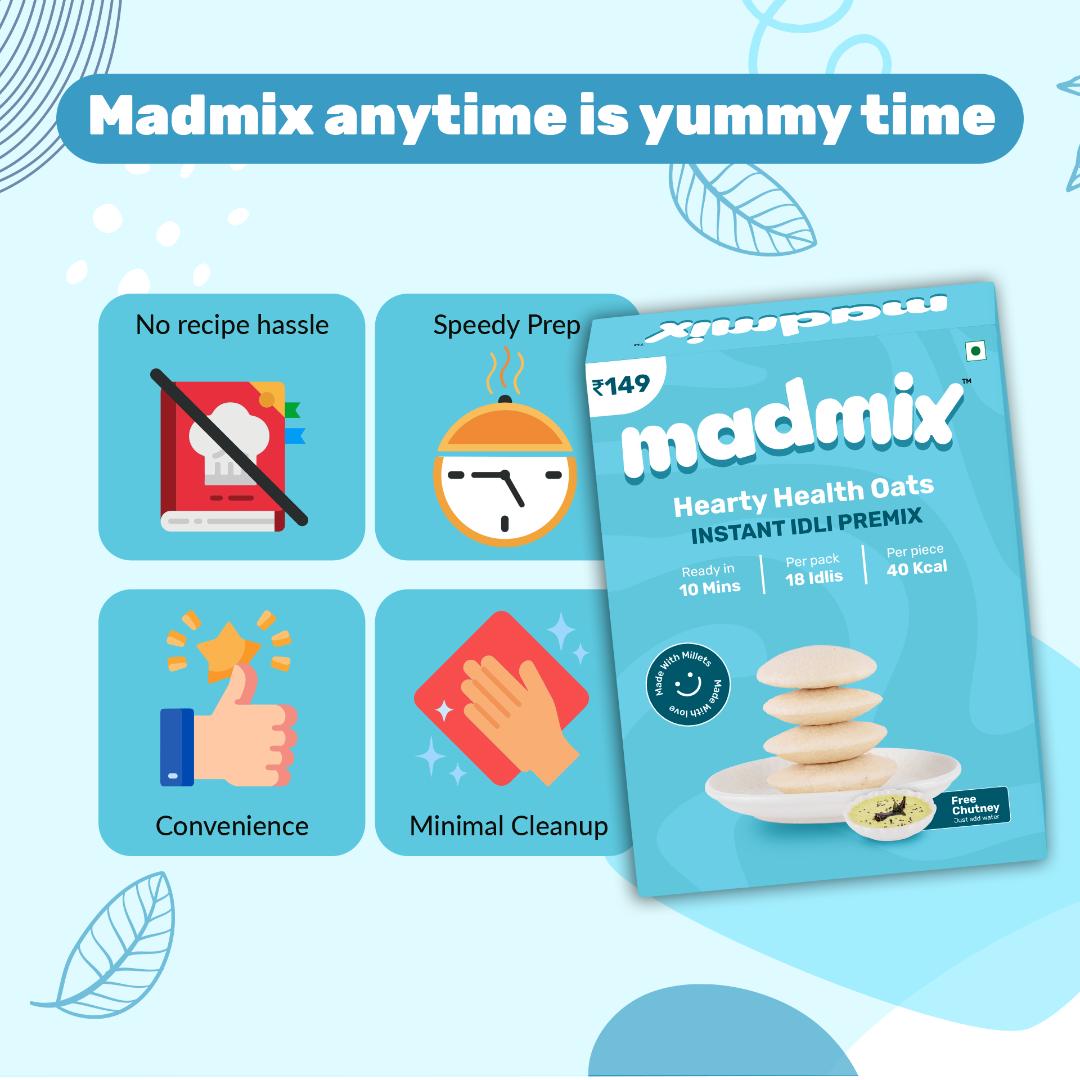 Madmix Oats Idli Premix | Instant Breakfast Mix | 270 g