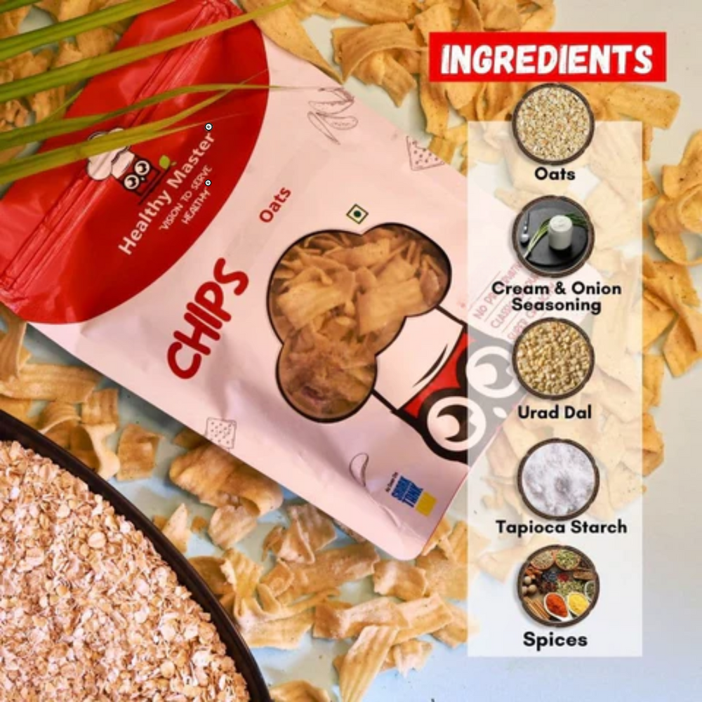 Healthy Master Light and Crispy Oats Chips (Cream and Onion)