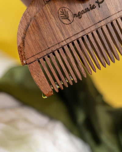 Sheesham comb with oil holes (wooden oil applicator)