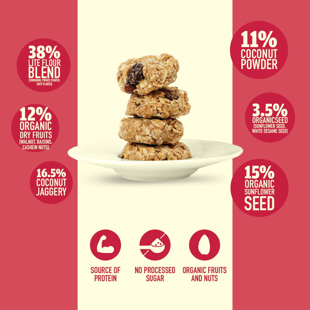 Nourish Organics Oats Cranberry Cookies (Pack of 5x2) - Wheat-Free