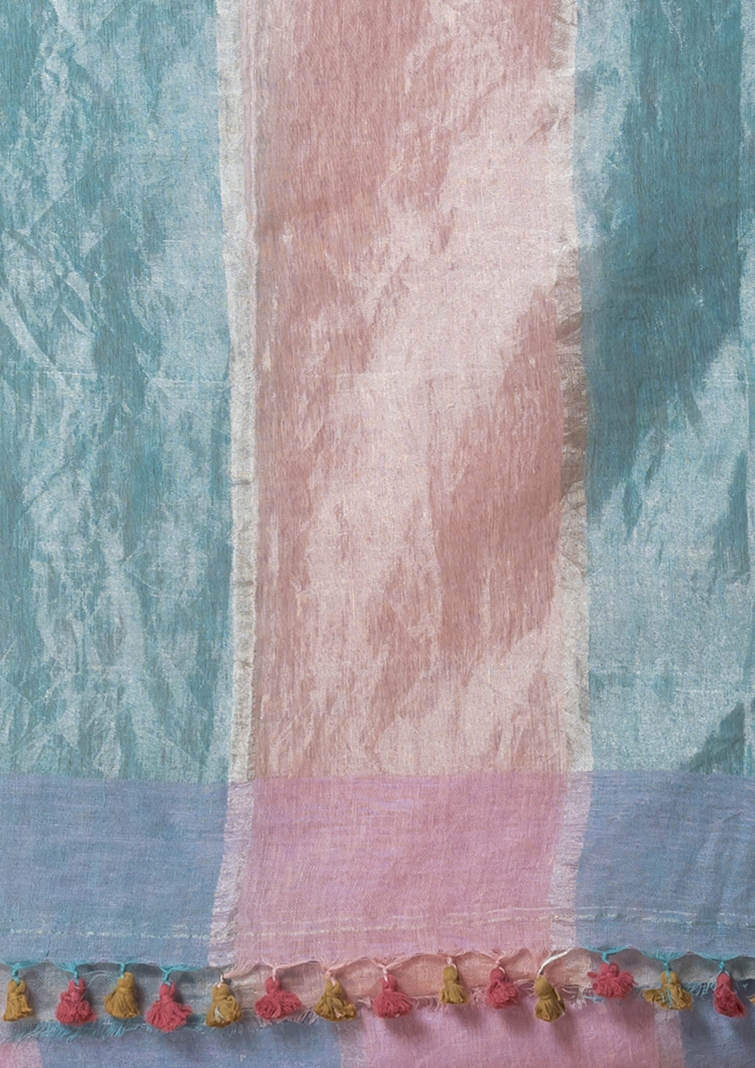 OCAU Cupcake Clouds - Pure Linen Multicolor Saree - Suspire