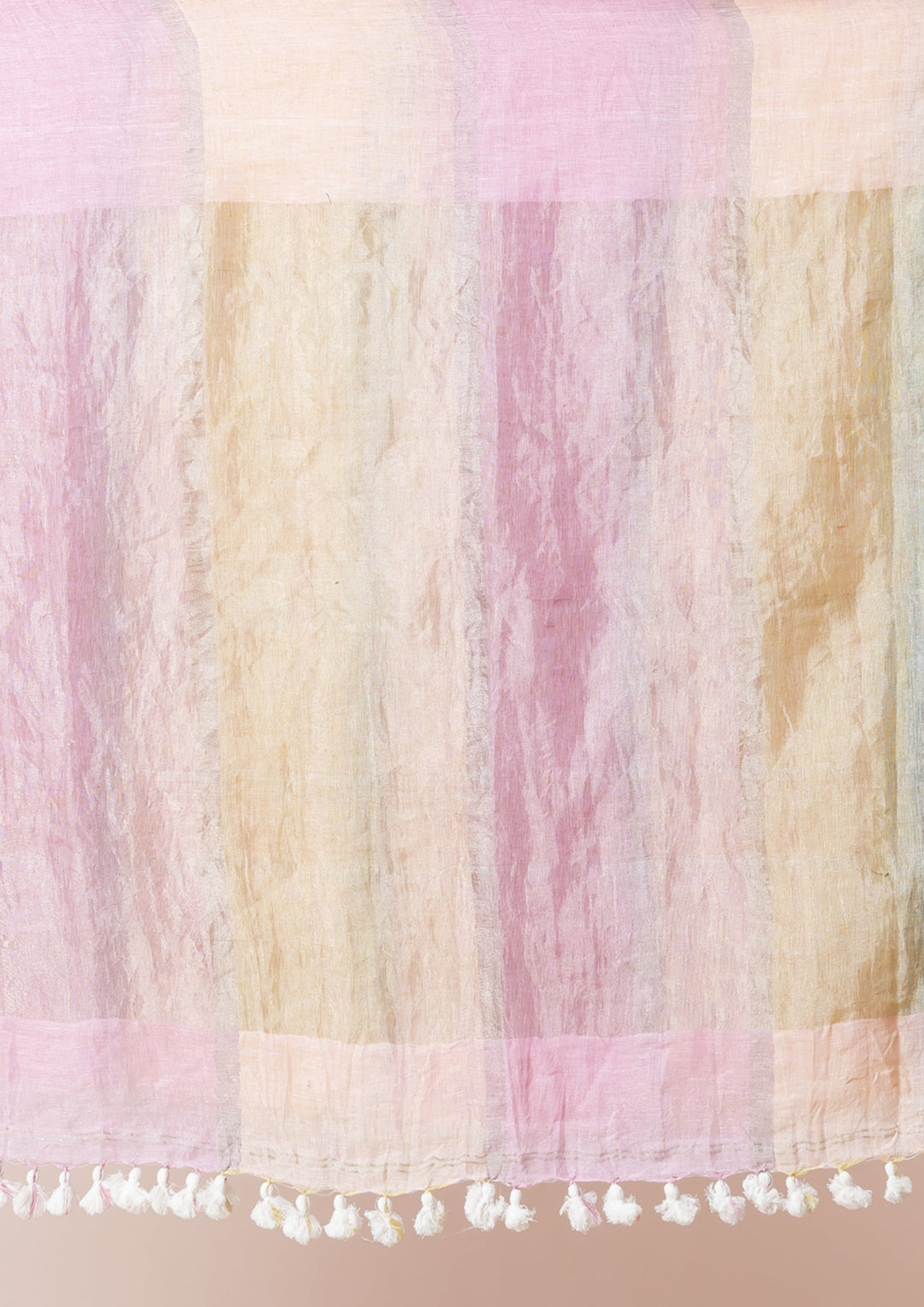 OCAU Macaron Magic - Pure Linen Multicolor Saree - Suspire