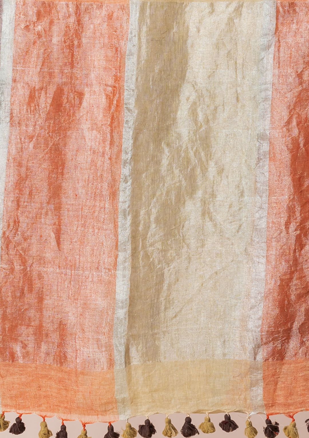 OCAU Meadow Mist - Pure Linen Multicolor Saree - Suspire