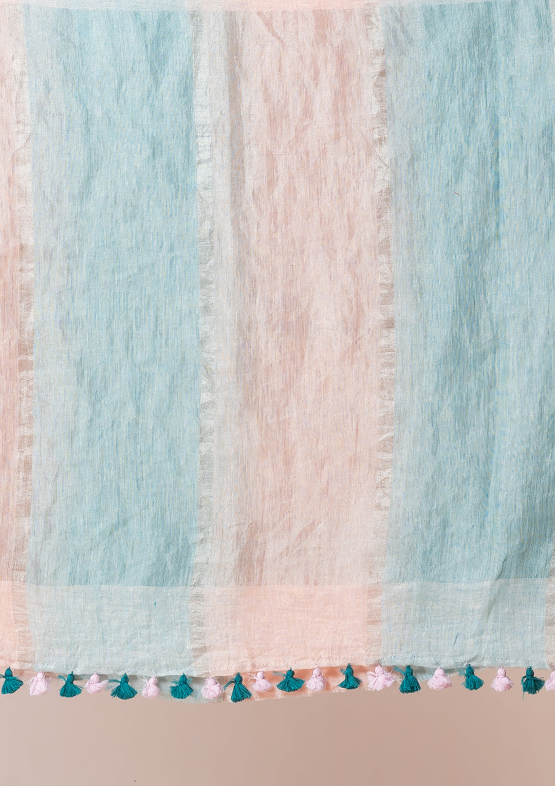 OCAU Seashell Hues - Pure Linen Multicolor Saree - Suspire