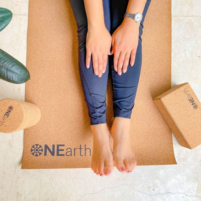 Cork Yoga Combo - Mat, Roller and Brick/ Block - Amalgamated Rubber