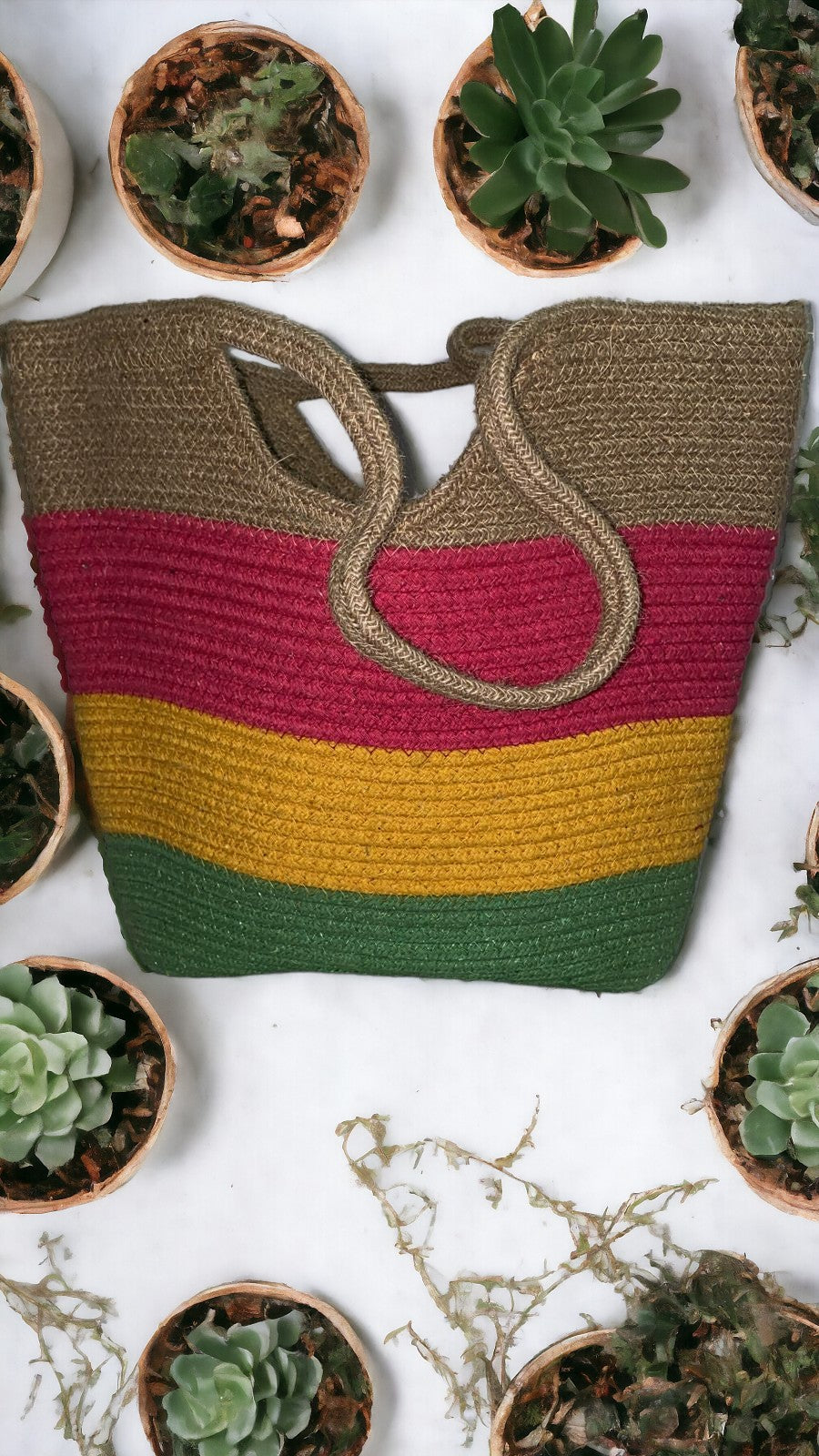 ONEarth Colourfull Jute Tote Bag