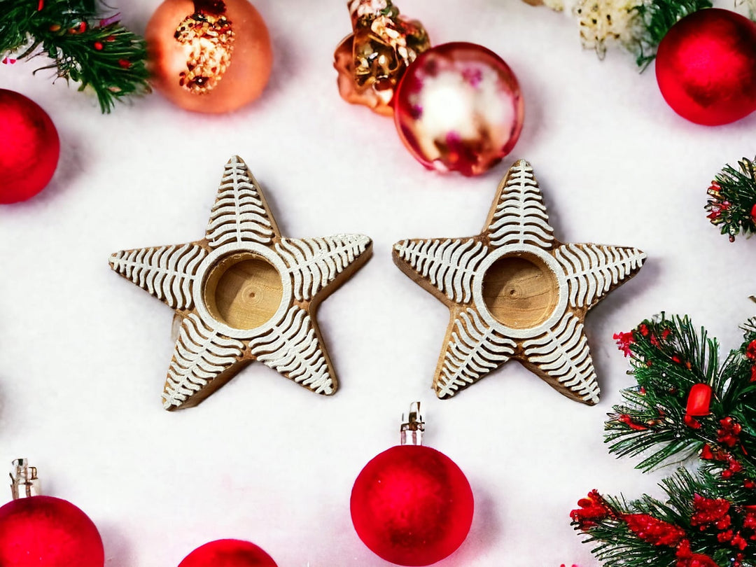 ONEarth Christmas star tea light holder (set of 2)
