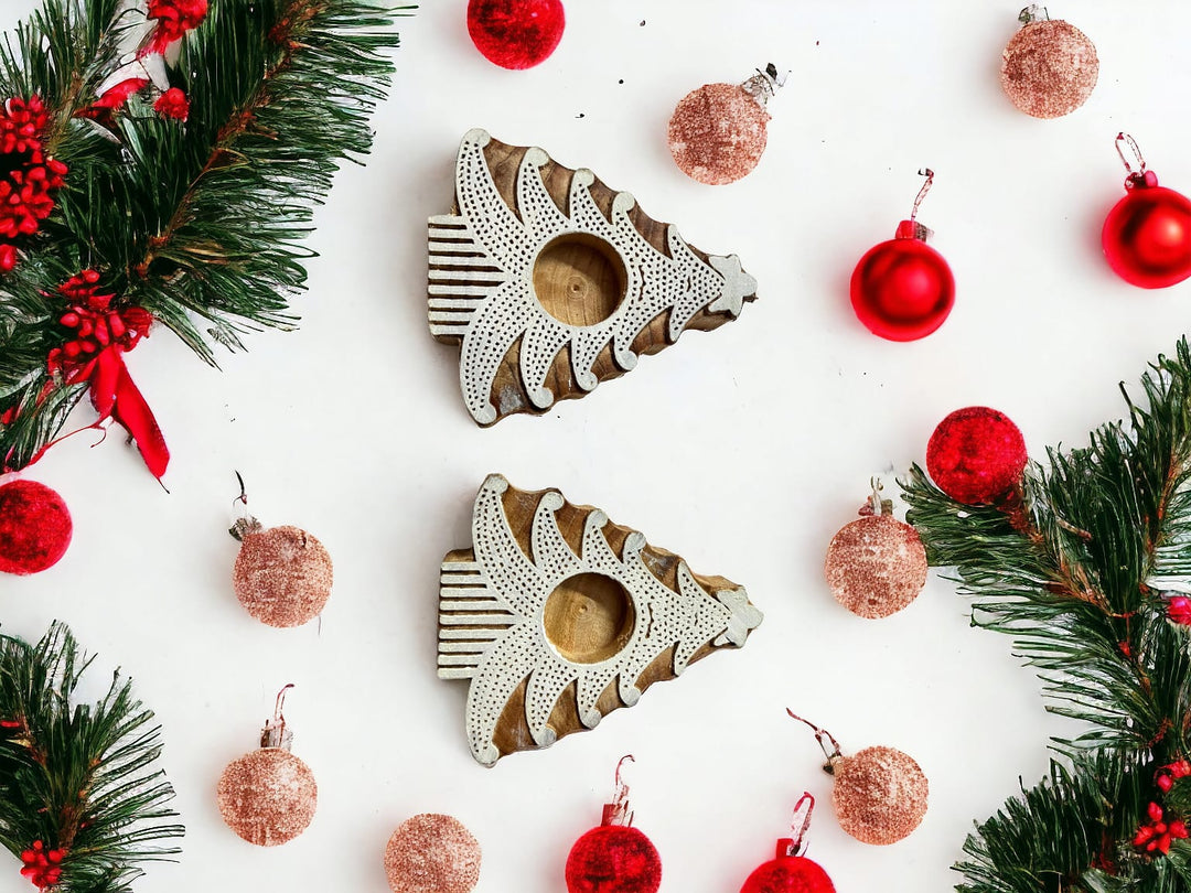 ONEarth Christmas tree tea light holder (set of 2)