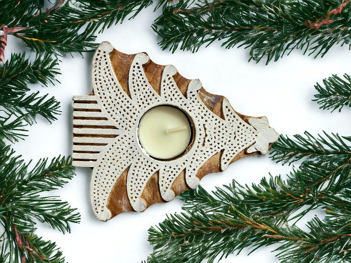 ONEarth Christmas tree tea light holder (set of 2)