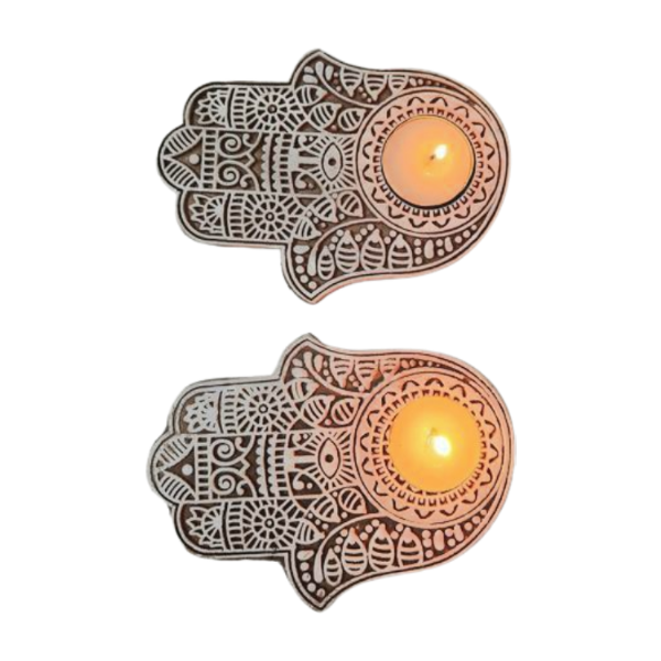 ONEarth Hamsa hand tea light holder (set of 2)