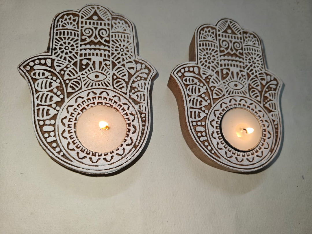 ONEarth Hamsa hand tea light holder (set of 2)