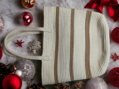 ONEarth Cream & Brown lines Tote bag