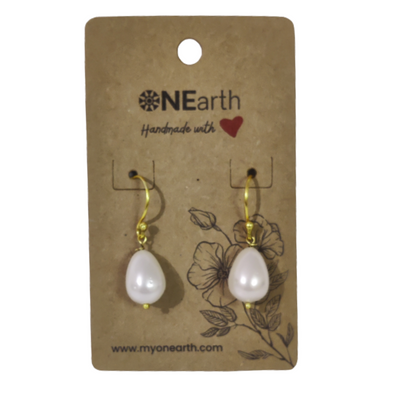 #77 - Drop Baroque shell pearl Earrings (Gold Hook)