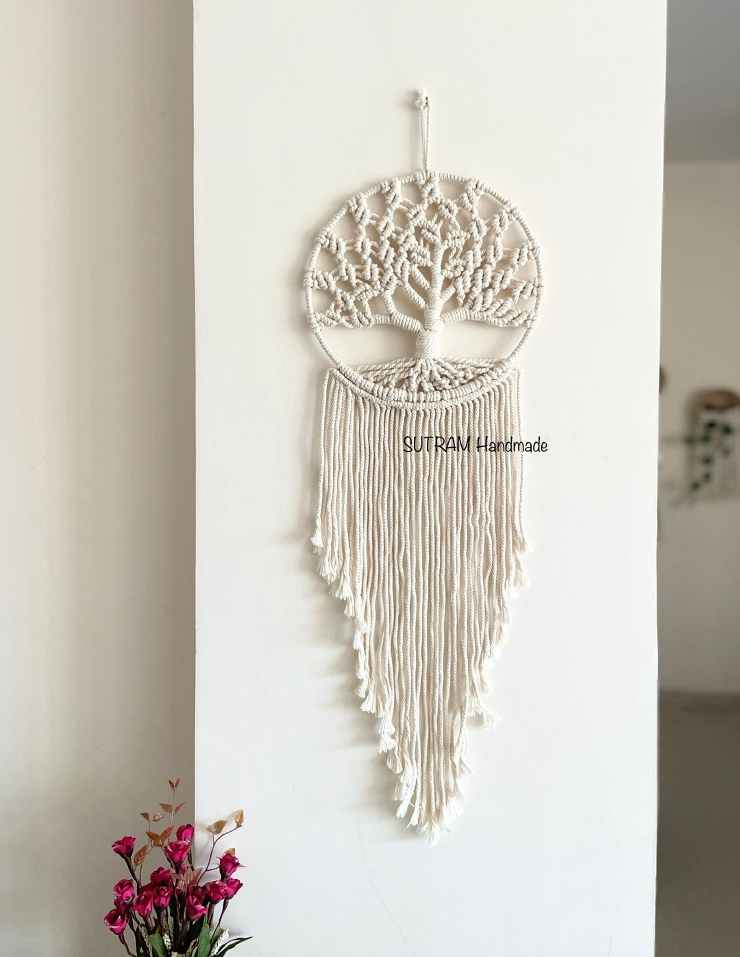 SUTRAM Handmade Boho Macrame Dream Catcher for Home - Macrame Wall Hanging 25 x 65 cm