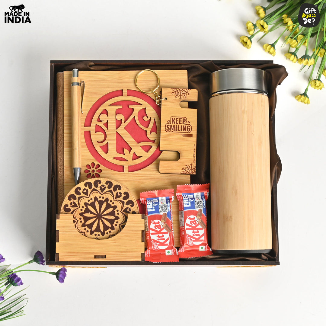 Gift Kya De Premium New Year Gift Hamper – Personalized Diary, Bottle, Coasters, Pen & Chocolates and Key Chain | Perfect For Corporate Gift