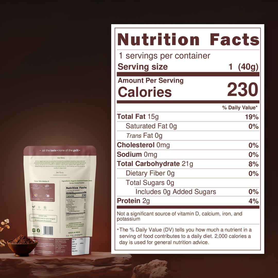 Oh My Vegan Chocolate Coco Melts Combo Pack Of 2 – Healthy Plant Based Freeze - Dried Treats - 40 Grams x 2 - Suspire