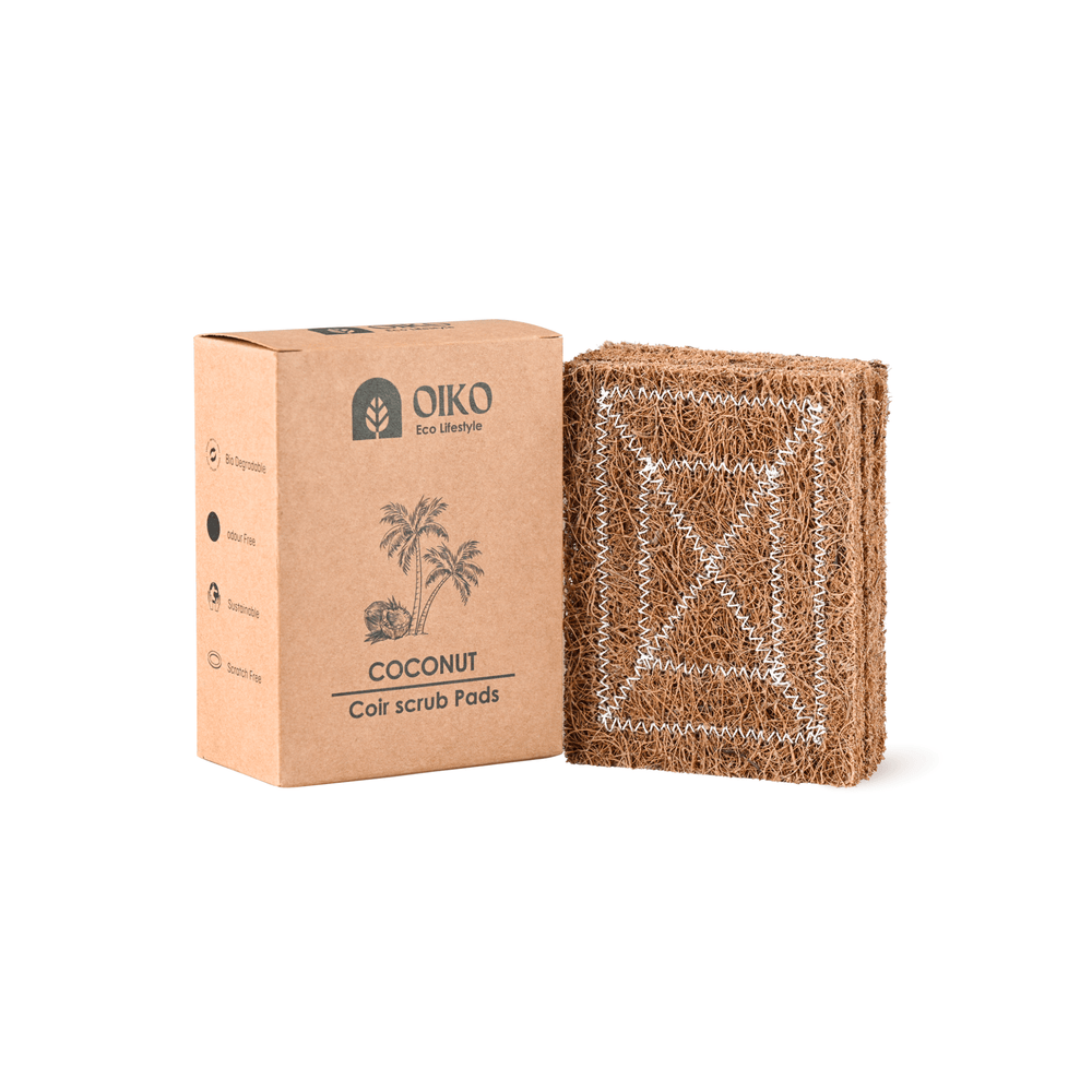 OIKO Coconut Coir Cleaning Scrub Pad  |Natural, Biodegradable & Effective| Pack of 5