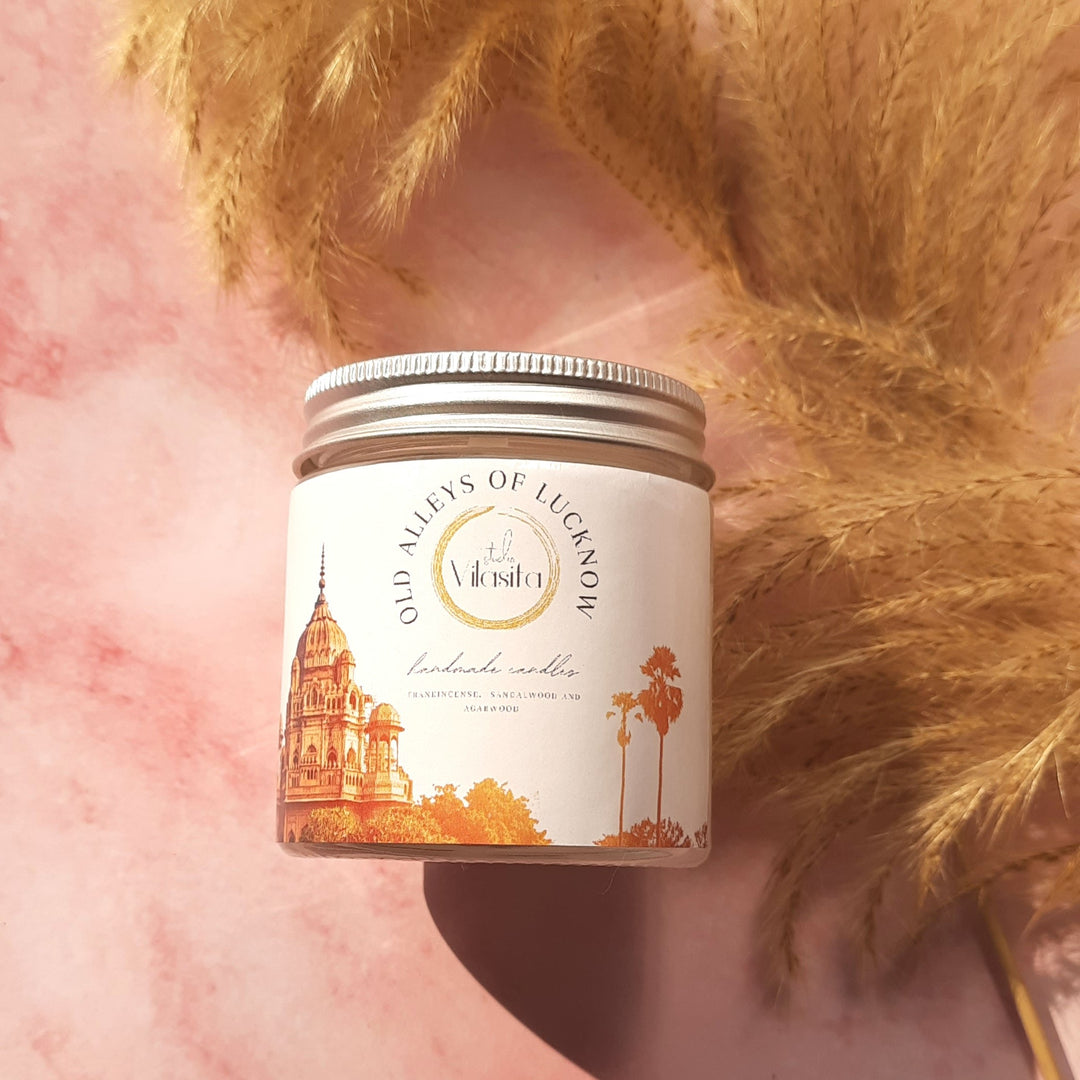 Studio Vilasita Soy wax candle- old alleys of Lucknow | agarwood, frankincense and sandalwood