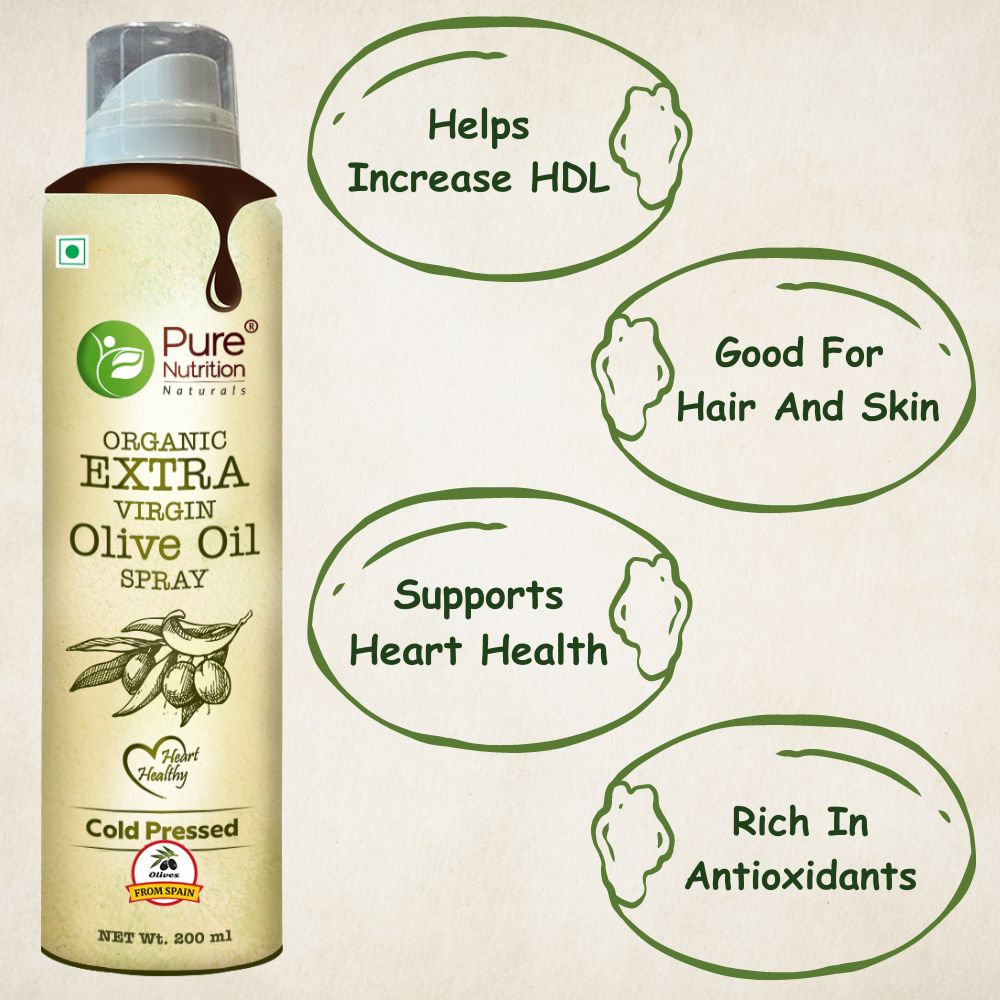 Olive Oil Cooking Spray 200ml | 100% Organic, Extra Virgin, Cold Pressed | Ideal for Cooking, Baking, Dressing, and Massage