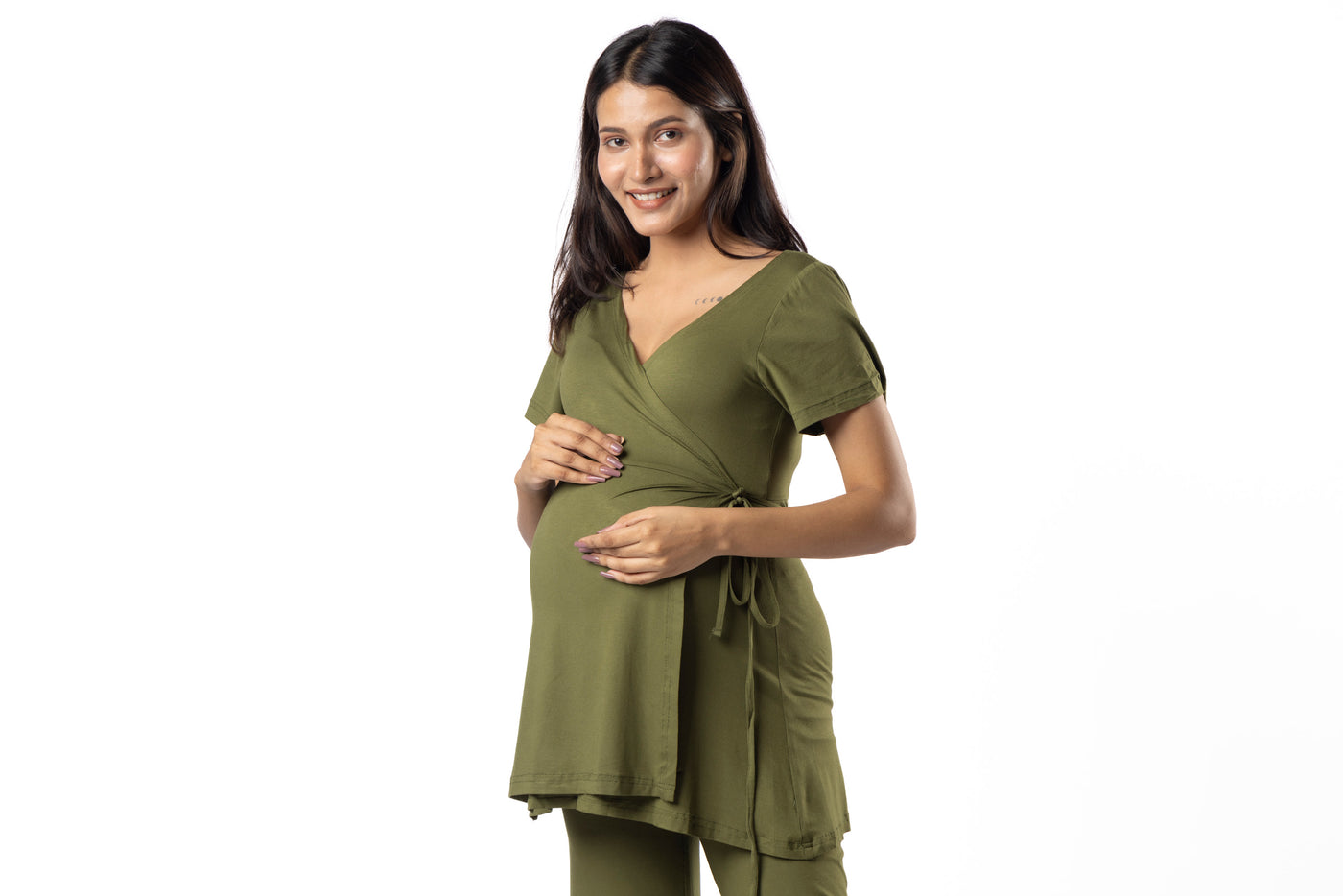 Olive Maternity Wrap Co-Ord Set