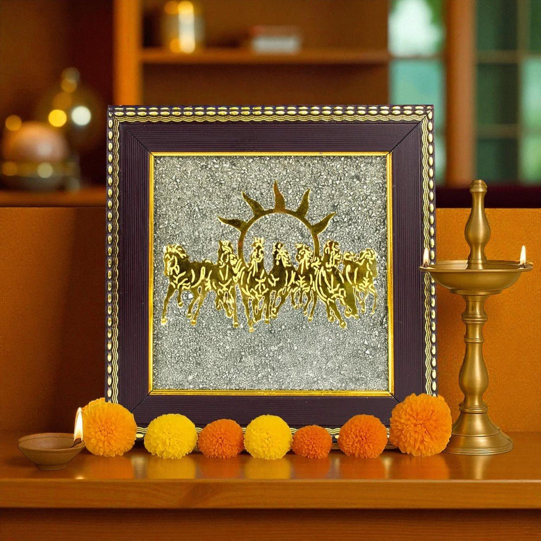 Onearth fortune frame of Pyrite with 7 horses - Suspire