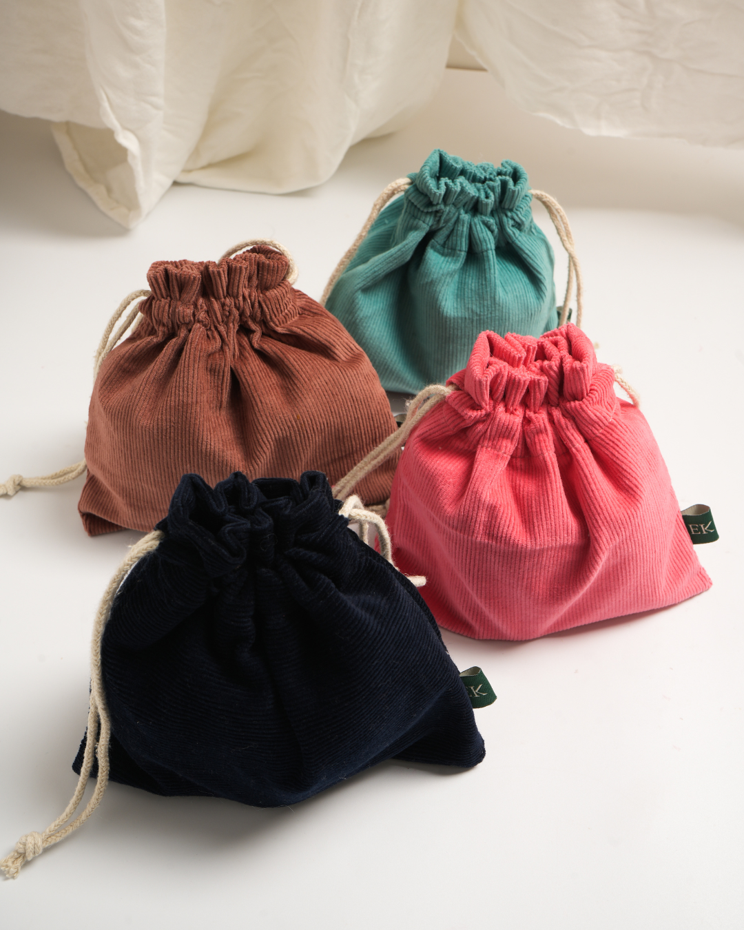 EcoLuxe Loom Corduroy Potli | Organic Cotton Drawstring Pouch