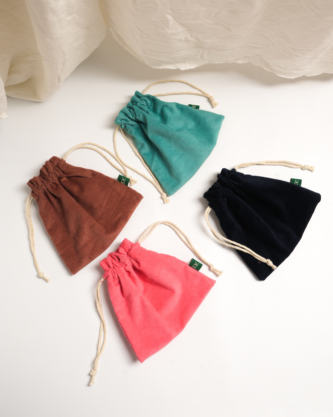 EcoLuxe Loom Corduroy Potli | Organic Cotton Drawstring Pouch