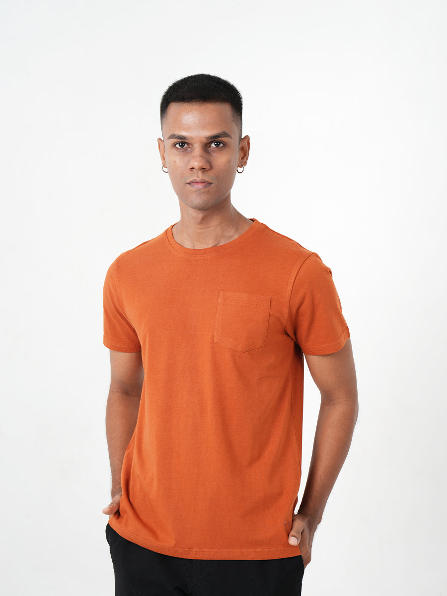 Monkstory Bamboo Cotton Crew Tee - Rusty Orange