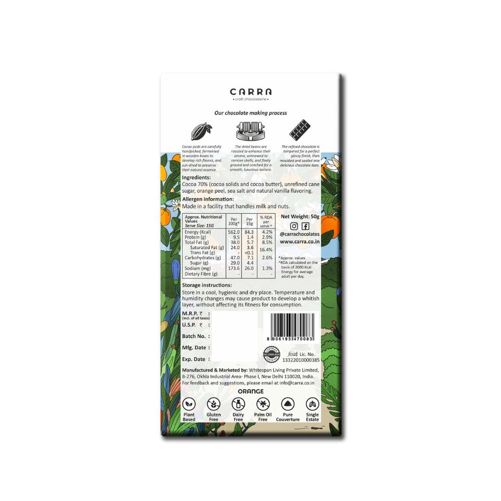 CARRA Dark Chocolate Bars - Orange and Mint (Pack of 2)
