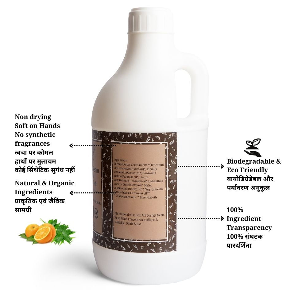 Rustic Art Orange Neem Hand Wash 1100ml